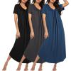 imageEkouaer 3 Pack Long Nightgowns for Women Plus Size House Dress Short Sleeve Night Gown V Neck Casual Nightshirt M4XLBlackGreyBlue