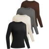 imageEkouaer 4 Pack Womens Long Sleeve Basic Shirts Fitted Workout Tops Athletic Underscrubs Undershirts XSXXLBlackBrownBeigeGray