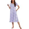 imageEkouaer Cotton Nightgowns for Women Soft Long Button Night Gowns Comfy House Dress with Pockets Short Sleeve Sleepwear S3XLBlue Dot