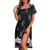 imageEkouaer House Dresses for Women with Pockets Button Down Nightgowns Plus Size Moo Moos Mumu Dresses Floral Print S3XLBlack Flower