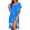 imageEkouaer House Dresses for Women with Pockets Button Down Nightgowns Plus Size Moo Moos Mumu Dresses Floral Print S3XLBlue Flower