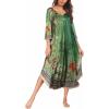 imageEkouaer Long Nightgown for Women 34 Sleeves Nightshirt Maxi Sleep Dress Plus Size Loungewear Full Length SleepwearGreen Floral