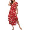 imageEkouaer Long Nightgowns for Women Button Night Gowns Short Sleeve Sleepwear Full Length Sleep Shirts With Pockets S3XLChristmas Elk