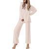 imageEkouaer Lounge Sets for Women Long Sleeve Pajamas Fall Loungewear Soft Comfy Pjs Two Piece Travel Outfits SetBeige