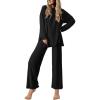 imageEkouaer Lounge Sets for Women Long Sleeve Pajamas Fall Loungewear Soft Comfy Pjs Two Piece Travel Outfits SetBlack