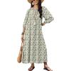imageEkouaer Moo Moos for Women 34 Sleeve Long Nightgowns House Dresses with Pocket S3XLGreen Leaves
