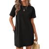 imageEkouaer Nightgowns for Women Cotton Sleep Shirts Tshirt Nightshirt Casual Sleepdress Pullover Dress with Pockets S3XLBlack