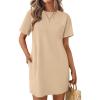 imageEkouaer Nightgowns for Women Cotton Sleep Shirts Tshirt Nightshirt Casual Sleepdress Pullover Dress with Pockets S3XLLight Yellow