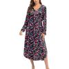 imageEkouaer Nightgowns for Women Long Sleeve Nightgown Long Sleepwear Button Down Sleep Shirt Soft Night Gown S4XLChristmas