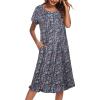 imageEkouaer Nightgowns for Women with Pockets Button Front Short Sleeve House Dresses Floral Print Mumu DressBlack Flower