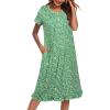 imageEkouaer Nightgowns for Women with Pockets Button Front Short Sleeve House Dresses Floral Print Mumu DressGreen Flower