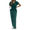 imageEkouaer Pajama Sets For Women 2 Piece Short Sleeve Pj Sets With Long Printed Pants Sleepwear Casual Loose Lounge SetsGreen Plaid