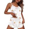 imageEkouaer Pajama Sets for Women Lingerie Sleepwear 2 Piece Cami Split Short Set V Neck Lace Summer PjsTeddy Blue