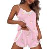 imageEkouaer Pajama Sets for Women Lingerie Sleepwear 2 Piece Cami Split Short Set V Neck Lace Summer PjsTeddy Pink