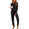 imageEkouaer Pajamas Womens Long Sleeve Pj Set 2 Piece Loungewear Soft Comfy Sleepwear with Jogger Pants SXXLBlack