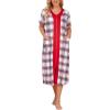 imageEkouaer Robes For Women Zipper Front Bathrobe Short Sleeve House Coat Long Nightgown With Pockets Soft LoungewearPat6