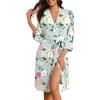 imageEkouaer Robes for Women Knee Length Bathrobe Lightweight Kimono Robe 34 Sleeve Loungewear Soft Sleepwear with Pockets SXXLFloral Green