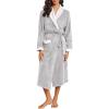 imageEkouaer Robes for Women Soft Long Bathrobe Lightweight Fleece Shawl Collar Spa Robe Cozy Sleepwear with Pockets SXXLLight Gray