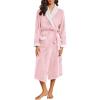 imageEkouaer Robes for Women Soft Long Bathrobe Lightweight Fleece Shawl Collar Spa Robe Cozy Sleepwear with Pockets SXXLLight Pink