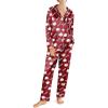 imageEkouaer Silk Satin Pajamas for Women Teddy Bear Pjs Set Button Down Long Sleeve Loungewear Cute Sleepwear SXXLRed Teddy