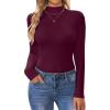 imageEkouaer Turtleneck Shirt Women Long Sleeve Mock Neck Slim Fit Tops Thermal Base Layer Soft Lightweight Stretch UndershirtsRose Red