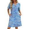 imageEkouaer Women Zipper Robes Waffle Short Bathrobe Lightweight House Coat with Pockets Soft Nightgown S3XLBlue Paisley