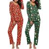 imageEkouaer Womens 2 Pack Pajama Set Long Sleeve Pajamas Top and Pants V Neck Pjs Set Soft Sleepwear LoungewearChristmas Pattern