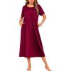 imageEkouaer Womens House Dress with Pockets Long Nightgowns for Women House Dress Pleated Front Moo Moos for Women SXXXLWine Red