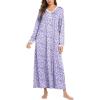 imageEkouaer Womens Long Sleeve Nightgown Full Length Sleepwear Long Sleepshirts Henley Sleep Dress S4XLPurple Floral