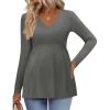 imageEkouaer Womens Maternity Shirts Long Sleeve Pregnancy Tops for Women V Neck Tunic Blouses ClothesDark Grey