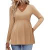imageEkouaer Womens Maternity Shirts Long Sleeve Pregnancy Tops for Women V Neck Tunic Blouses ClothesKhaki