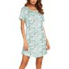 imageEkouaer Womens Nightgown Short Sleeve Night Dress Printed Sleepwear Soft Sleep Shirt S3XLGreen Cat