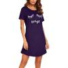 imageEkouaer Womens Nightgown Short Sleeve Night Dress Printed Sleepwear Soft Sleep Shirt S3XLPurple