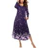 imageEkouaer Womens Nightgown VNeck Loungewear Long Sleeve Sleepwear Full Length Nightgown for Women S4XLPurple Florals