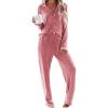 imageEkouaer Womens Pajama Sets Long Sleeve Button Down 2 Piece Pjs Soft Lounge Sets Notch Collar SleepwearOrange Red