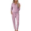 imageEkouaer Womens Pajama Sets Long Sleeve Lounge Set 2 Piece Pj Sets for Women Henley Neck Casual Sleepwear Loungewear SXXLPurple