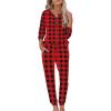 imageEkouaer Womens Pajama Sets Long Sleeve Lounge Set 2 Piece Pj Sets for Women Henley Neck Casual Sleepwear Loungewear SXXLRed and Black Plaid
