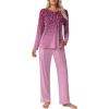 imageEkouaer Womens Pajama Sets Pleated Tops with Long Pants Lounge Set Long Sleeve Fall Sleepwear Ladies Pjs SXXLWine Ombre Leaves