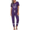 imageEkouaer Womens Pajamas Set 2 Piece Lounge Pj Set Short Sleeve Sleepwear Tops with Joggers Pants Loungewear Print NightwearPurple