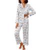 imageEkouaer Womens Silk Satin Pajama Sets 2 Piece Sleepwear Pjs Set Long Sleeve Button Down Top and Pants Stripe Loungewear SXXLBlue Striped Teddy
