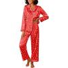 imageEkouaer Womens Silk Satin Pajama Sets 2 Piece Sleepwear Pjs Set Long Sleeve Button Down Top and Pants Stripe Loungewear SXXLChristmas Red