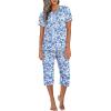 imageEkouaer Womens Sleepwear Capri Pajama Sets Short Sleeve TwoPiece Pjs V Neck Tops ampamp Capri Pants with Pockets S3XLMandala Cashew Nut Flower