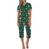 imageEkouaer Womens Sleepwear Capri Pajama Sets Short Sleeve TwoPiece Pjs V Neck Tops ampamp Capri Pants with Pockets S3XLZ Christmas Trees