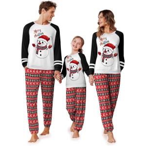 imageEkouaer Family Christmas Pajamas Matching Sets Long Sleeve Couple Pjs Holiday Sleepwear Soft Loungewear with PocketsBlack Redsnowman