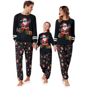 imageEkouaer Family Christmas Pajamas Matching Sets Long Sleeve Couple Pjs Holiday Sleepwear Soft Loungewear with PocketsBlacksanta