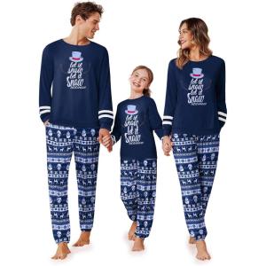 imageEkouaer Family Christmas Pajamas Matching Sets Long Sleeve Couple Pjs Holiday Sleepwear Soft Loungewear with PocketsBluechristmas