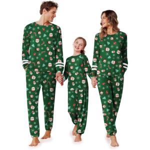 imageEkouaer Family Christmas Pajamas Matching Sets Long Sleeve Couple Pjs Holiday Sleepwear Soft Loungewear with PocketsGreenchristmas