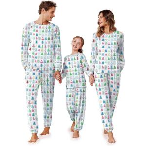 imageEkouaer Family Christmas Pajamas Matching Sets Long Sleeve Couple Pjs Holiday Sleepwear Soft Loungewear with PocketsGreenpine Tree
