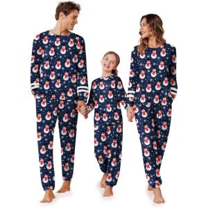 imageEkouaer Family Christmas Pajamas Matching Sets Long Sleeve Couple Pjs Holiday Sleepwear Soft Loungewear with PocketsNavysnowman