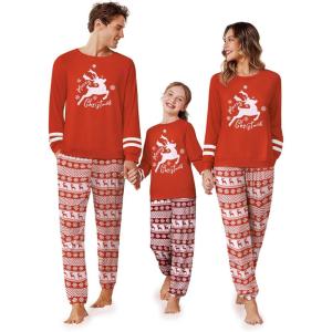 imageEkouaer Family Christmas Pajamas Matching Sets Long Sleeve Couple Pjs Holiday Sleepwear Soft Loungewear with PocketsRed Whiteelk